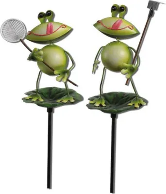 Immagine prodotto di Segnalini da giardino a forma di rana in metallo, 13/70 cm, set da 2 pezzi, vari colori
