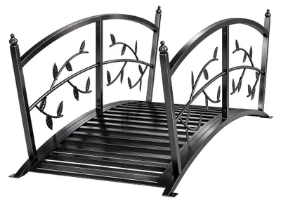 Produktbild von Outsunny Gartenbrücke aus Metall 120 cm Teichbrücke mit Sicherheitsgeländern