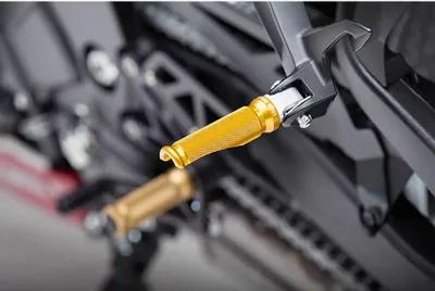 Produktbild von LSL Sport-Rasten, Ersatzfußrasten, Länge 85 mm, Aluminium gefräst, gold eloxiert, Lieferung paarweise, fahrzeugspezifische Gelenke bitte separat bestellen