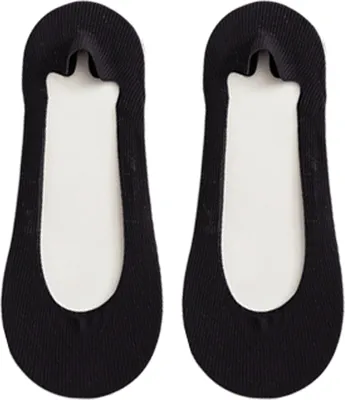 Produktbild von 1 Paar Damen-Bootsocken aus Eisseide, rutschfeste, dünne, nahtlose Silikonsocken, unsichtbare Socken für High Heels, weich, bequem, hohl, flache Öffnung, Socken für den Alltag und Sport, Einheitsgröße, Schwarz
