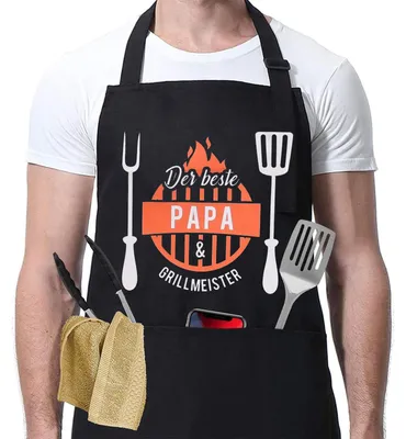 Produktbild von Barbecueschürze, schwarz, Einheitsgröße, für die Küche