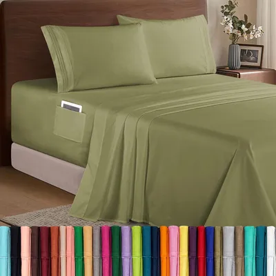 Imagen del producto de Juego de sábanas de microfibra de alta calidad, diseño elegante y confortable, 1500 hilos, 4 piezas. Suave