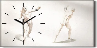 Produktbild von Küche Wohnzimmer Wand Leinwand Uhr 60x30 Zeichnung Antike Menschen Kunst - schwarze Hände