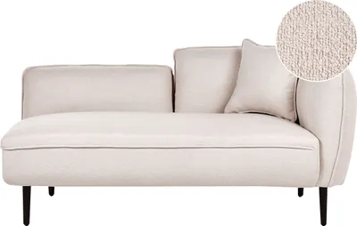 Obrázek produktu pro BELIANI Lenoška světle béžová buklé materiál kovové nohy pravostranná s polštářem moderní design