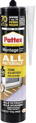 Produktbild von Pattex Montagekleber All Materials 450 g Kartusche, weiß