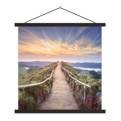 Produktbild von MuchoWow® Textilposter Berge - Natur - Weg 90x90 cm mit schwarzem Rahmen - Magnetisches