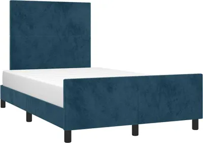 Produktbild von vidaXL Bettgestell ohne Matratze Dunkelblau 120x190 cm Samt