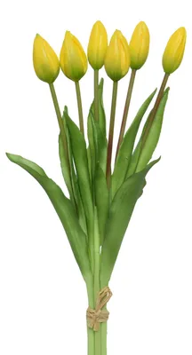 Produktbild von Tulpenbund mit 6 Blüten - Kunstblumen - H: 40cm - gelb