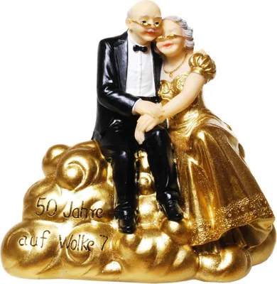 Produktbild von Spardose Gold Hochzeitspaar auf Wolke 7 mit Pfropfen
