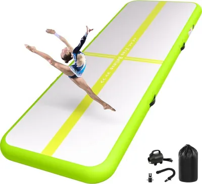 Produktbild von Aufblasbare Turnmatte, 2-6 m – 10/15 cm dick – Gymnastikmatte mit 600-W-Elektropumpe – für Fitness, Yoga und zu Hause