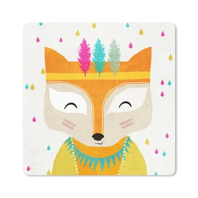 Produktbild von MuchoWow® Mauspad Mousepad Tiere - Farben - Fuchs - Porträt 20x20 cm - Mousepads - Maus Mat - Pad - Mausunterlage - Desk Mat - Bureauartikeln