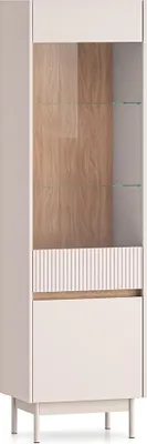 Produktbild von Wohnzimmer-Vitrine 55 cm breit in kaschmir matt mit Eiche, 2-türig - DINAR-131