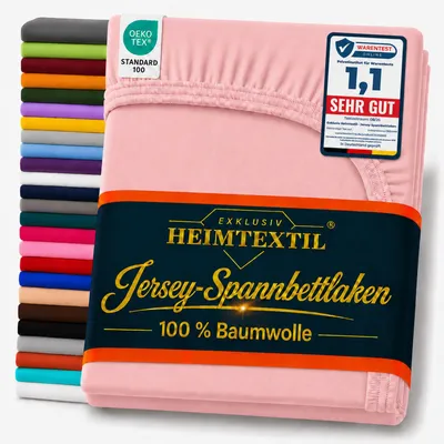 Produktbild von EXKLUSIV HEIMTEXTIL Marke Jersey Spannbettlaken 140 x 200 cm Rosa 100% Baumwolle Bed-Sheet Bettlaken Spannbetttuch Topper Leinentuch