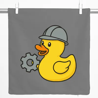 Produktbild von Huuraa Kissenbezug Quietscheente Maschinenbau Comic Gummiente 40x40cm Steel Grey Baumwolle Dekokissenbezug Geschenkidee