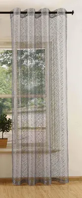 Netzvorhang mit Ösen, transparent, 245x140 cm, Grau