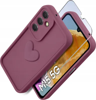 Zdjęcie produktu dla Etui do Samsung M15 5G silikonowe MATOWE serce + Szkło ochronne na ekran 9H