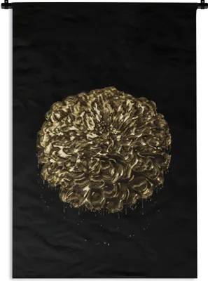 Produktbild von MuchoWow® Wandteppich Wandbehang Blume - Schwarz - Blatt 60x90 cm Tapisserie Dekoration Wandtuch - Foto-Teppich - Abwaschbar