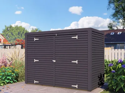 Produktbild von WOODTEX Anthrazit Bikebox Geräteschrank Velo, Rhombusprofil 18 Mm Fichtenholz, Sicherheitsüberfalle, Wettergeschützt, Elementbauweise, Gartengerätehaus