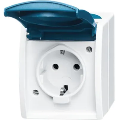 Obrázek produktu pro Busch-Jaeger 2083-0-0818, CEE 7/3, Modrá, Bílá, IP44, 250 V, 16 A, 74 mm