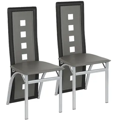 Image de Supfine Lot de 2 chaises de salle à manger,chaise de cuisine noble,en similicuir,chaise de cuisine noble,structure en métal,gris+noir