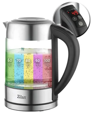 Productafbeelding van Zilan waterkoker, glas, LED-display, digitale bediening, 1,7 liter, 5 instellingen, compact, modern
