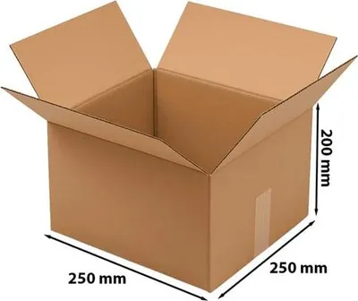 Obrázek produktu pro Skládací kartonová krabice Třívrstvá lepenka, čtvercová, 250 x 250 x 200 mm, B360