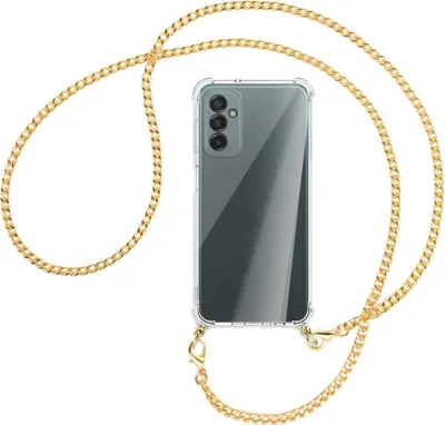 Produktbild von Handykette Backcover-Schutzhülle mit Band (Metall goldfarben) für Samsung Galaxy M23 - goldfarbene Kette