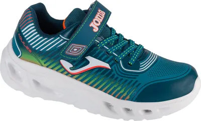A single teal sneaker with white laces and a white sole is shown against a white background.
