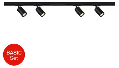 Immagine prodotto di Sistema di binari Briloner Rail, starter set, 4x spot GU10, nero
