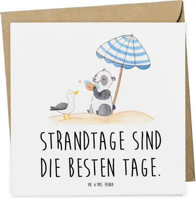 Produktbild von Mr. & Mrs. Panda Grußkarte Sommer Strandtage - Weiß - Geschenk, Lebensfreude, doppelkarte, Natur, Klappkarte, Sandburgen, Küste, anlasskarte, Sommerferien, Emotionen
