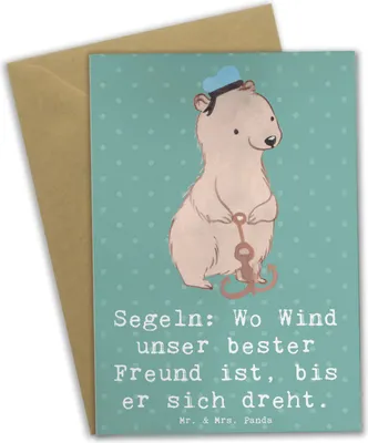 Produktbild von Mr. & Mrs. Panda Klappkarte Segeln Windfreund - Meeresbrise - Geschenk, hochzeitskarten, Abenteuer, babykarte, Herausforderung, Sportart, Teamsport, Sportler, Freiheit