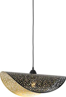 Produktbild von QAZQA - Orientalisch Orientalische Hängelampe I Pendellampe I Pendelleuchte schwarz mit Gold I Messing 50 cm - Japke I Wohnzimmer I Schlafzimmer - Stahl Rund - LED geeignet E27