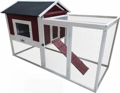 Produktbild von Dehner Nagerheim Happy Home Zorro, mit Freilaufgehege, 93.5 x 200 x 121 cm, Holz, dunkelrot