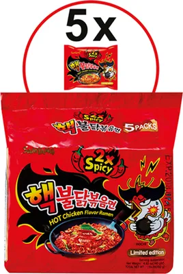 Obrázok produktu pre Instantné makaróny SAMYANG s príchuťou pikantného kuracieho mäsa 2xSpicy 140 g