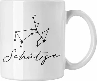 Produktbild von Trendation - Schütze Sternzeichen Tasse Geschenk Horoskop Tierkreiszeichen (Weiß)