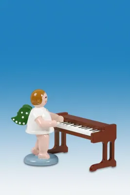 Produktbild von Holzfigur Engel am Klavisett ohne Krone Höhe 6cm NEU