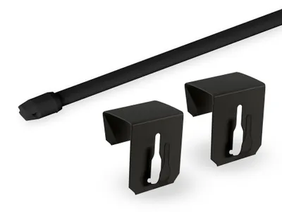 Produktbild von Gardinenstange „Florida“, schwarz, 40-60 cm ausziehbar, inkl. klemmbaren Fensterhaken, Befestigung oben am Fenster, Klemmbereich 15-20 mm