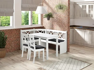 Obrázek produktu pro Rohová jídelní sestava SELM 2 - bílý / šedý