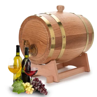 Zdjęcie produktu dla dozownik do whisky, bourbona, tequili o pojemności 3 l wykonany z drewna dębowego w stylu vintage