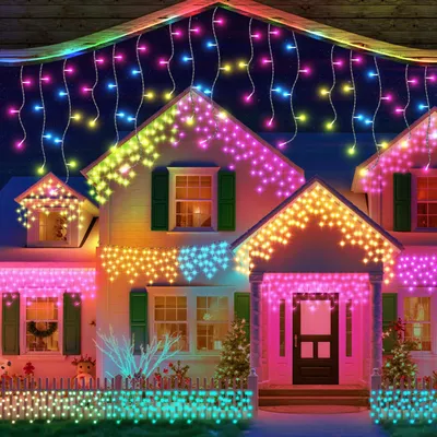 Eiszapfen-Lichterkette 20 m, 598 RGB-LEDs, Musik-Sync, App-Steuerung