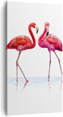 Produktbild von Bild auf Leinwand - Leinwandbild - Einteilig - Flamingos Rosa Paar - 55x100cm - Wand Bild - Wanddeko - Wandbilder - Leinwanddruck - Bilder - Wanddekoration - Leinwand bilder - Wandbild - PA55x100-4243