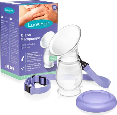 Produktbild von Lansinoh Silikon Milchpumpe & Muttermilchauffänger - angenehmes & extrem weiches Silikon - rettet jeden Tropfen Muttermilch - Alternative zu Milchauffangschalen, 1 Stück (1er Pack) Silikon-Milchpumpe & Muttermilchauffänger Single