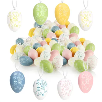 Produktbild von com-four® 72x Dekoaufhänger Ostern - Oster-Eier aus Kunststoff zum Aufhängen