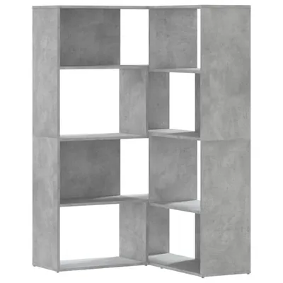 Produktbild von Eck-Bücherregal 4 Böden Betongrau 85x85x140 cm Holzwerkstoff