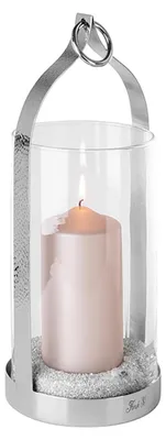 Produktbild von FINK Windlicht LONIDA mit Glas - Laterne aus Edelstahl, silberfarben, H 36 cm, Ø 15 cm, für innen und außen, Balkondeko
