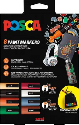 Produktbild von FABER-CASTELL Marker UNI POSCA 8er Aktionsset PC-3M/5M