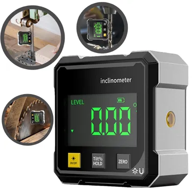 Produktbild von 4-Seitiger Magnetischer Digitaler Winkelmesser, Neigungsmesser Digital, Wasserwaage Magnetisch, für Holzarbeiten, Bau und DIY