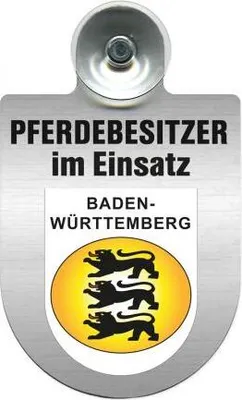 Produktbild von Einsatzschild mit Saugnapf - Pferdebesitzer im Einsatz - 393830 incl. Regionenwappen nach Wahl Color - Region Baden-Württemberg