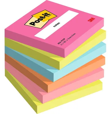 Immagine prodotto di 3M 654-6-POP pouch autoadesiva Quadrato Multicolore 100 fogli Autoadesivo