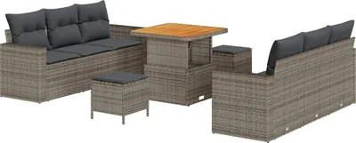Image de Ensemble de canapé de jardin 9 pcs Gris polyrotin
